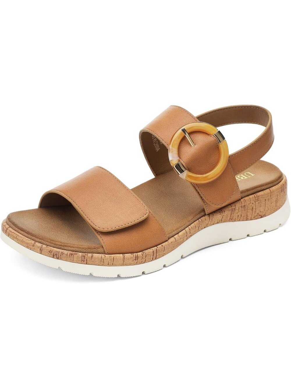 Women's Cognac Summer Open Toe Adjustable Ankle Straps Comfortable Sandals